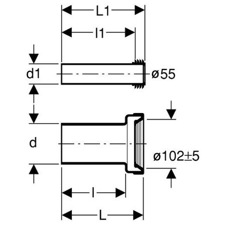 152.404.46.1 Geberit Соединительный комплект из ПНД, длина 18,5 см