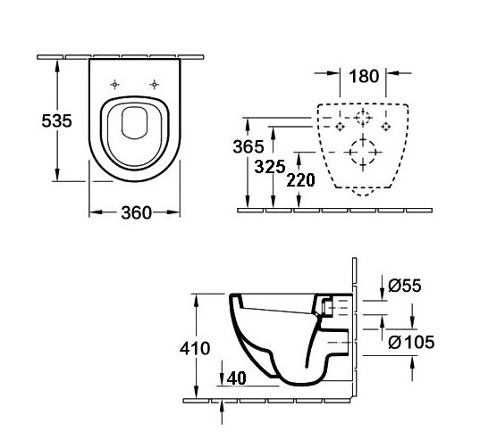 Унитаз ESBANO AMAPOLA-N черный матовый безободковый подвесной 535x360x365