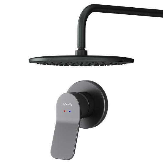 Набор: Смеситель для душа, верхний душ с держателем AM.PM X-Joy FB85A2R002 чёрный