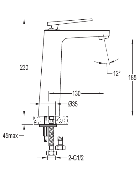 Смеситель CEZARES BADEN-F-LC-01-W0 для раковины,хром