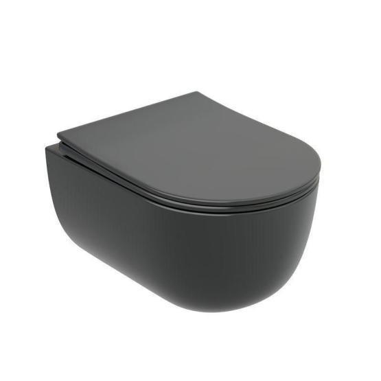 Унитаз Ceramicanova Modena CN6063MDH Антрацит Матовый безободковый подвесной микролифт дюропласт