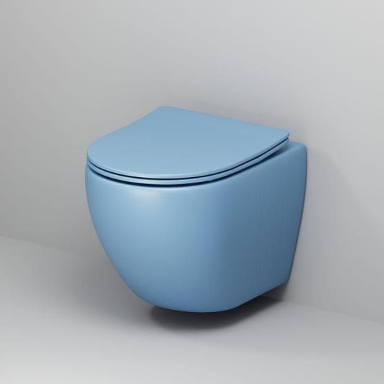 Унитаз Grossman GR-4455BSMS Color (485*365*360) ГОЛУБОЙ МАТОВЫЙ подвесной Безободковый с тонкой крышкой