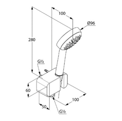 Душевой гарнитур Kludi Logo 1S 6867005-00 для ванны, держатель прямоугольный, цвет хром