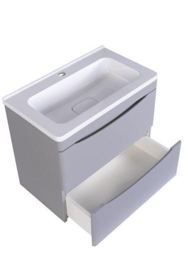Тумба под раковину Style line El Fante подвесная Бергамо мини 60 (2 ящ.) Люкс антискрейтч серый, PLUS
