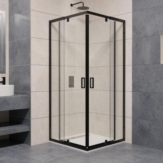 Душевой уголок RGW PA-038B Passage 80x80 Черный матовый прозрачное