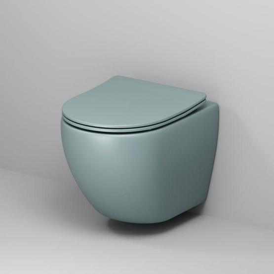 Унитаз Grossman GR-4455MNMS Color (485*365*360) МЯТНЫЙ МАТОВЫЙ подвесной Безободковый с тонкой крышкой