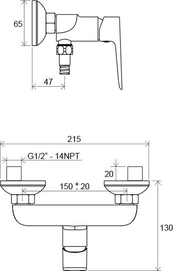 Смеситель для душа Ravak Classic CL 032.00/150 150 мм X070084