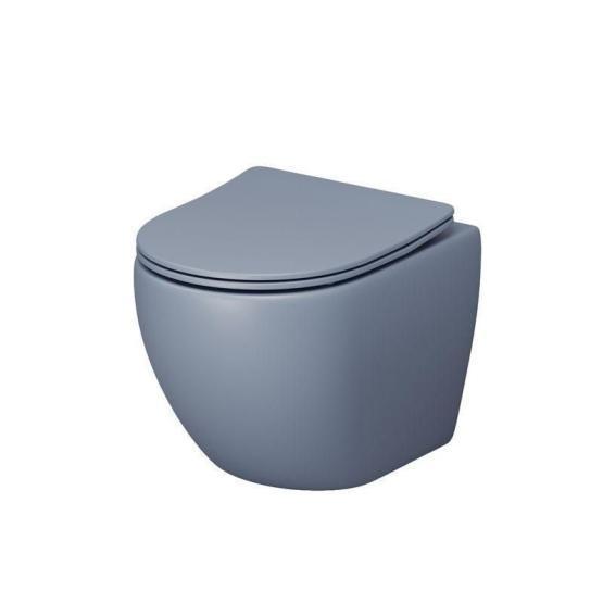 Унитаз Grossman GR-4455BSMS-21 Color (485*365*360) ГОЛУБОЙ МАТОВЫЙ подвесной Безободковый с тонкой крышкой
