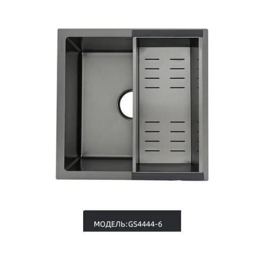 Кухонная мойка Gappo GS4444-6 440x440x215mm 0.8мм с коландером Черный