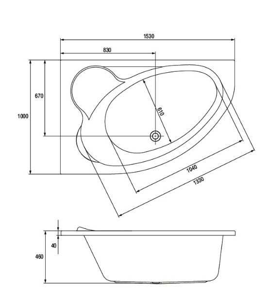 Ванна Cersanit Kaliope 153x100 правая ассиметричная