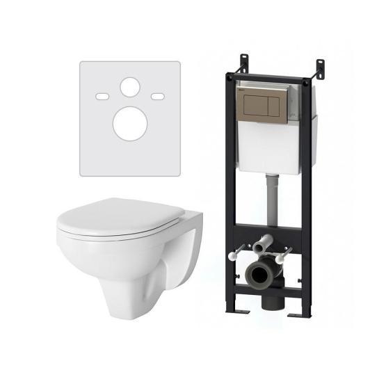 Комплект: Инсталляция с подвесным унитазом, с сиденьем микролифт и клавишей Damixa Jupiter DX77.IS10151.1738 белый, глянцевый хром