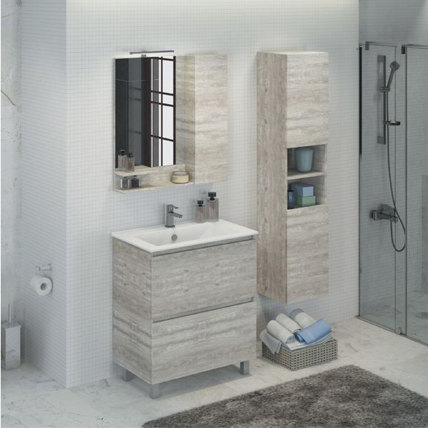 Зеркало шкаф Comforty Верона-75 дуб белый