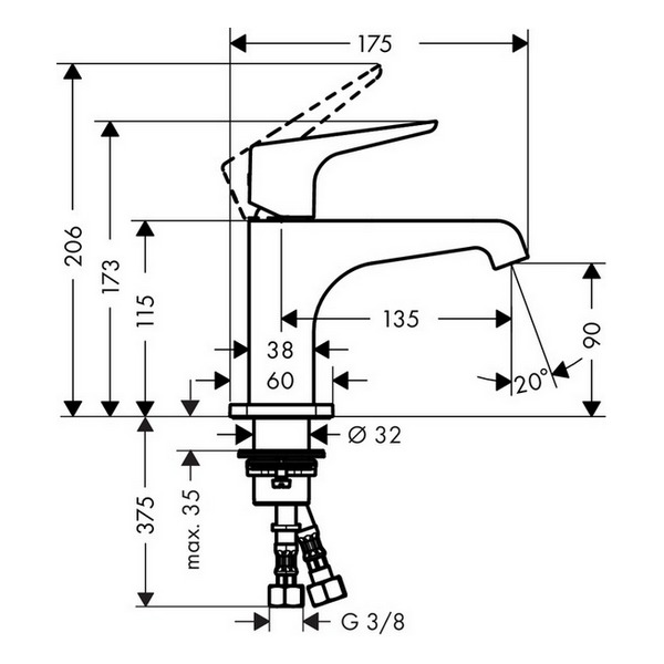 Смеситель для раковины Axor Citterio E 36112000 хром