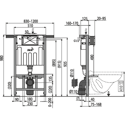 Инсталляция AlcaPlast Jadromodul AM102/1000 для унитазов