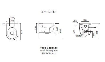 Унитаз подвесной AXA GLOMP 0201001 NoRim безободковый