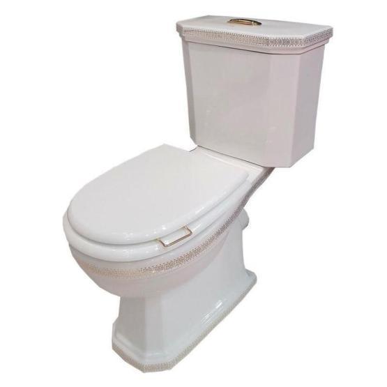 Унитаз напольный с бачком Boheme Vogue 941-G белый с узором золото (без сиденья)