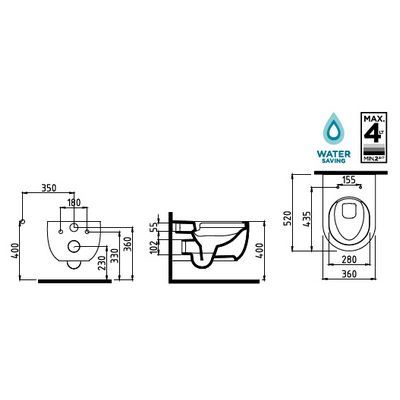 Унитаз Bien VOKHA MDKA052N1VP0B7000 подвесной безободковый сиденье микролифт, цвет черный матовый