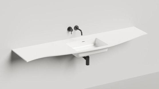 Раковина Salini ONDA PLUS S-Stone матовая 200x55 1402203MN столешница без отв.смесителя