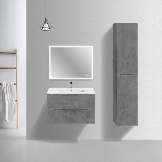 Тумба под раковину Vincea Mia Slim 800 подвесная, 2 выкатных ящика soft close, Beton