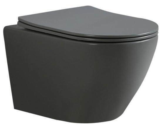 Унитаз ESBANO AMAPOLA Серый матовый безободковый подвесной 530x365x370