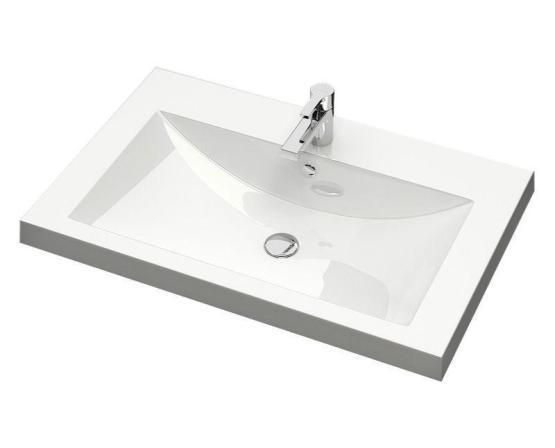 Раковина для ванной полувстраиваемая Uperwood Eva 75 см, прямоугольная, белая