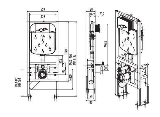 Инсталляция усиленная CREAVIT GR5004.01 для подвесного унитаза