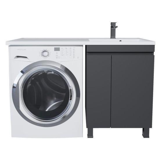 Тумба под стиральную машину Uperwood Magenta, 50 см, напольная, черная, с дверцами