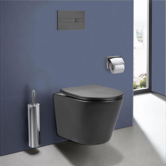 Унитаз подвесной  Vincea Piatti VT1-11SMA, цвет антрацит матовый, ультратонкое soft-close сиденье