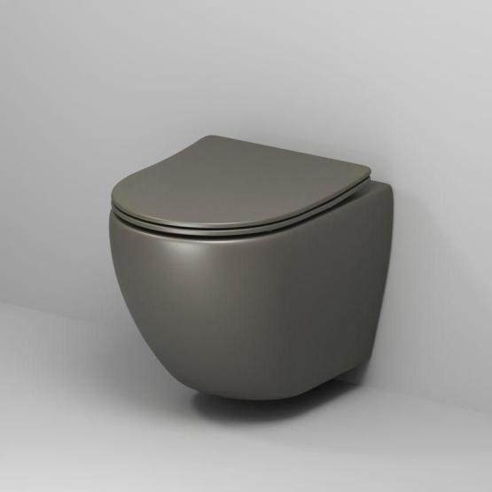 Унитаз Grossman GR-4455GSMS Color (485*365*360) ХАКИ МАТОВЫЙ подвесной Безободковый с тонкой крышкой