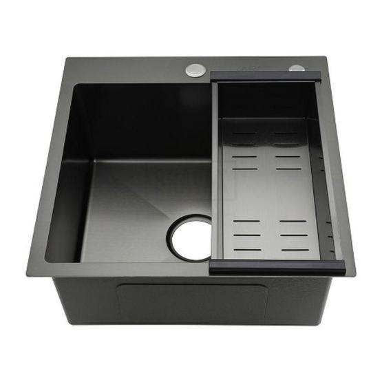 Кухонная мойка Gappo GS5050-6 500x500x215mm 0.8мм с коландером Черный