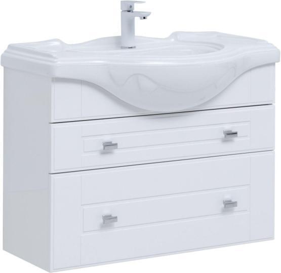 Тумба под раковину Aquanet Рондо 85 белый глянец