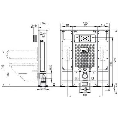 Инсталляция AlcaPlast Solomodul AM116/1300H для людей с ограниченными возможностями