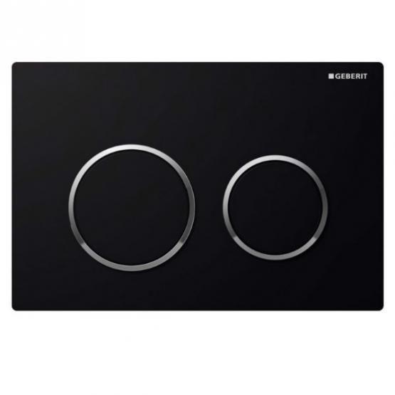 115.085.KM.1 Geberit Omega 20 Кнопка смывная для инсталляции, цвет черный/глянцевый хром/черный