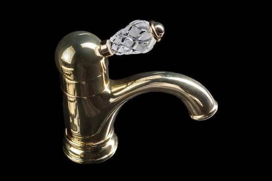 Смеситель для раковины Boheme Crystal 281-CRST золото