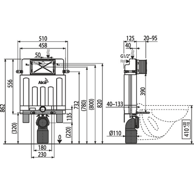 Бачок скрытого монтажа AlcaPlast Alcamodul AM100/850