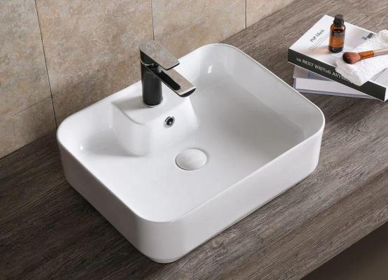 Раковина Cerutti SPA CR0097 накладная, белая, прямоугольная, с отверстием под смеситель 510х410х155