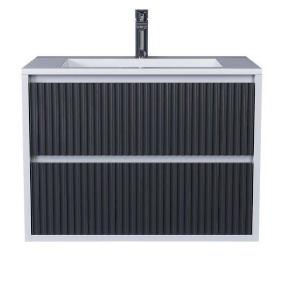 Тумба под раковину Uperwood Next Premium подвесная, 70 см, белая/графит, 2 ящика