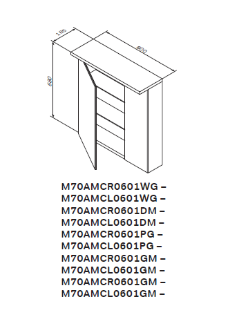 Зеркальный шкаф Am.Pm Spirit 2.0 M70AMCL0601WG 60 см с LED-подсветкой,цвет белый глянец,левый