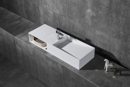 Раковина NT BAGNO NT501 Cagliari Right 1200x420 искусственный камень белый матовый