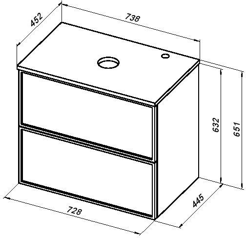 Столешница для раковины Aquanet Арт 75 маренго МДФ
