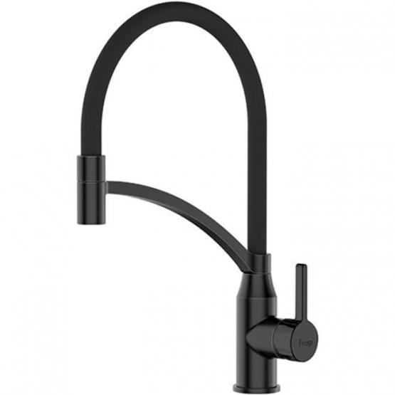 Смеситель для кухни Frap F4552-6 с гибким изливом, черный матовый