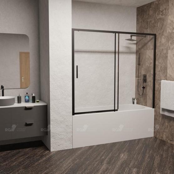 Шторка на ванну RGW Screens SC-45B 180 см прозрачное Черный раздвижные 34114518-14