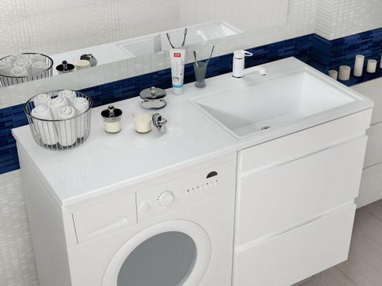 Раковина над стиральной машиной Uperwood Марсал 120 см, правая, белая