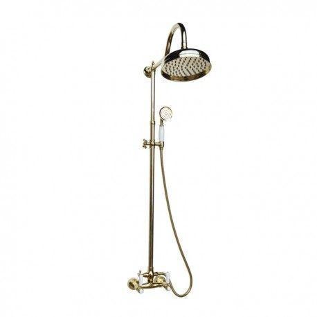 Душевая колонна Magliezza BIANCO 11063-do со смесителем, верхним и ручным душем TL-3-do, тропическая лейка - d-300mm. золото