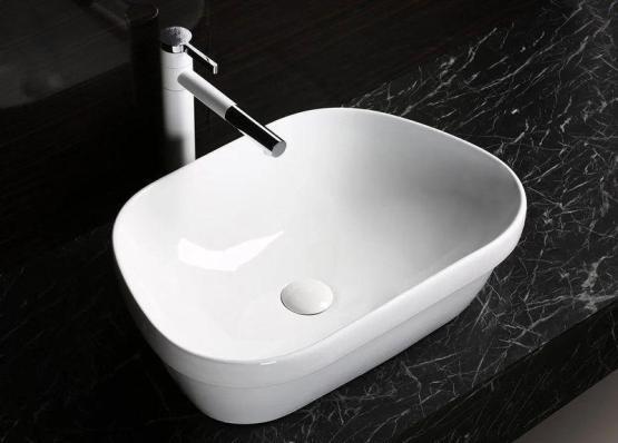 Раковина Cerutti SPA CR0023 накладная, белая, трапеция 570х390х150