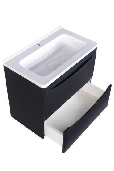 Тумба под раковину Style line El Fante подвесная Бергамо мини 60 (2 ящ.) Люкс антискрейтч черный, PLUS