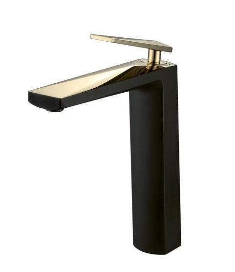 Смеситель для раковины высокий Boheme Venturo черный/золото 382-B