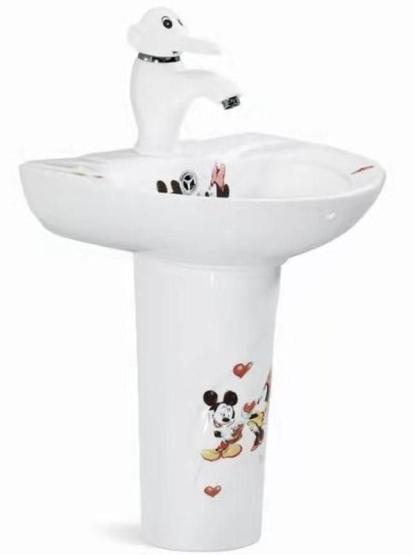 Раковина SantiLine SL-2115 36x34 подвесная керамическая белый с рисунком