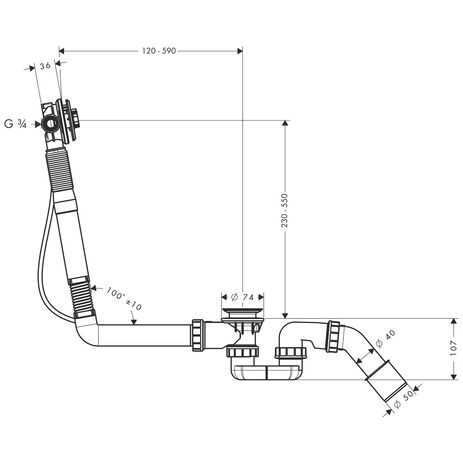 Слив перелив Hansgrohe Exafill S 58116180