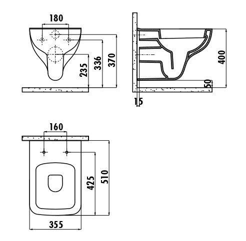 Унитаз CREAVIT BENE подвесной с биде BN320-00CB00E-0000 (сиденье отдельно)